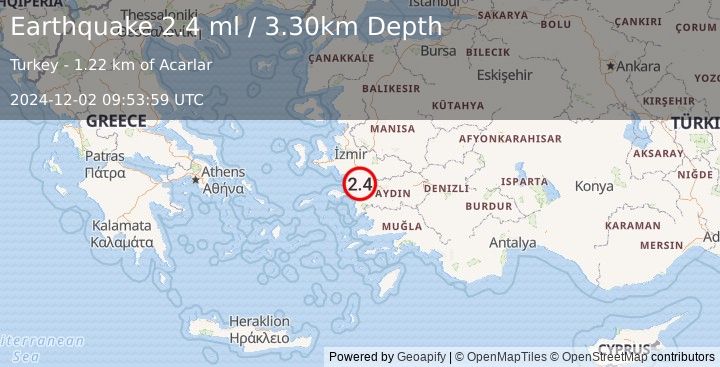 Earthquake WESTERN TURKEY (2.4 ml) (2024-12-02 09:53:59 UTC)