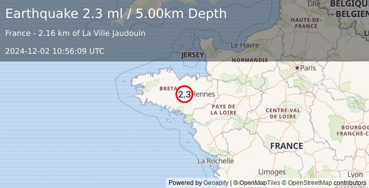 Earthquake FRANCE (2.3 ml) (2024-12-02 10:56:09 UTC)