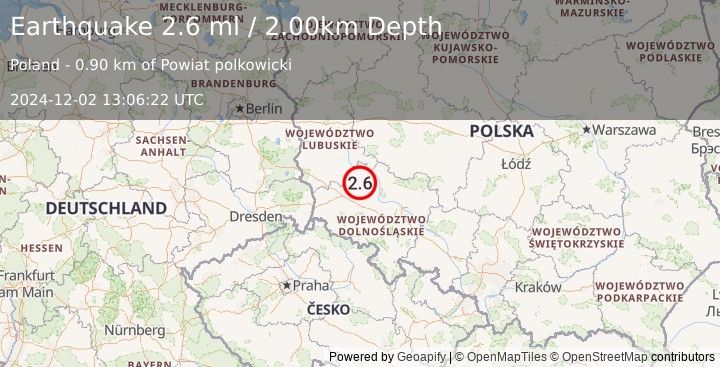 Earthquake POLAND (2.6 ml) (2024-12-02 13:06:22 UTC)