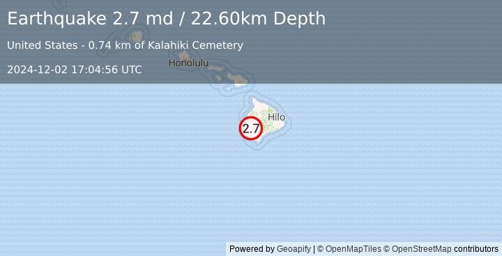 Earthquake ISLAND OF HAWAII, HAWAII (2.5 ml) (2024-12-02 17:04:54 UTC)