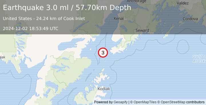 Earthquake SOUTHERN ALASKA (3.0 ml) (2024-12-02 18:53:48 UTC)