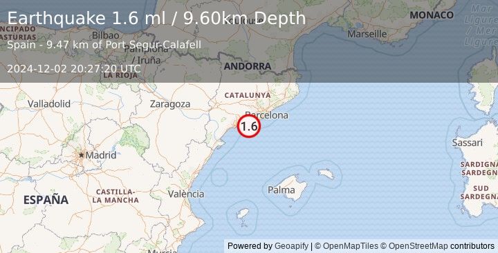 Earthquake SPAIN (1.6 ml) (2024-12-02 20:27:20 UTC)