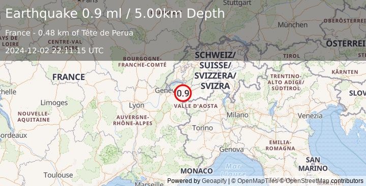 Earthquake FRANCE (0.9 ml) (2024-12-02 22:11:15 UTC)