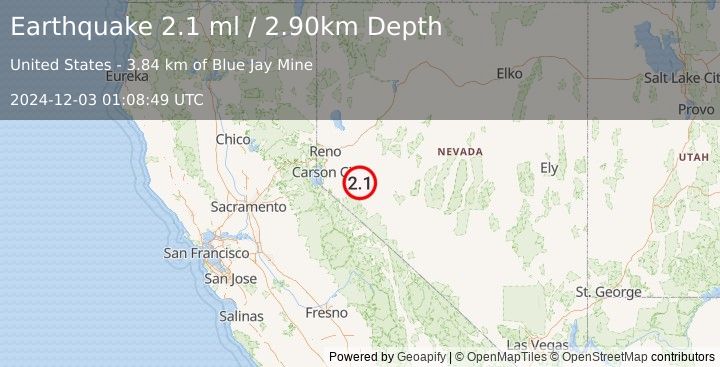 Earthquake NEVADA (2.1 ml) (2024-12-03 01:08:49 UTC)