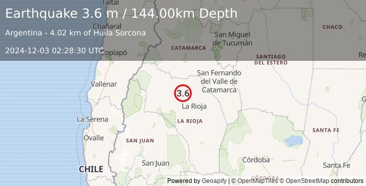 Earthquake LA RIOJA, ARGENTINA (3.6 m) (2024-12-03 02:28:30 UTC)