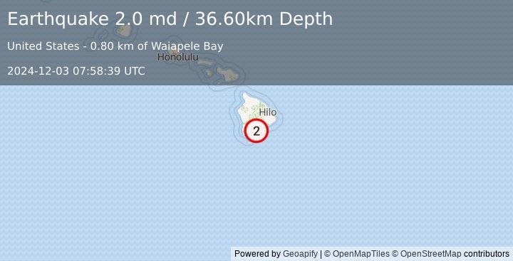 Earthquake ISLAND OF HAWAII, HAWAII (2.0 md) (2024-12-03 07:58:39 UTC)