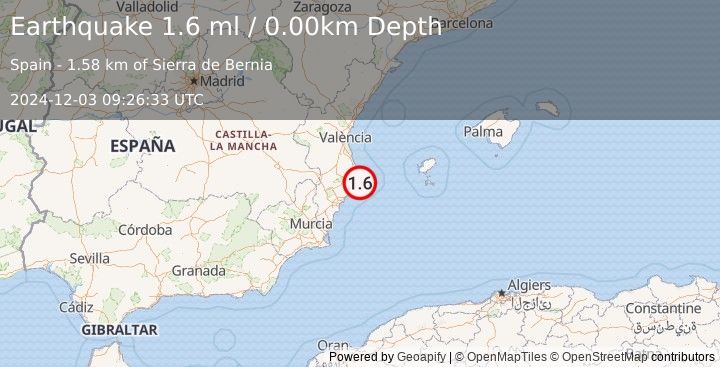 Earthquake SPAIN (1.6 ml) (2024-12-03 09:26:33 UTC)