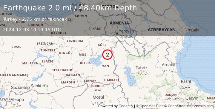 Earthquake EASTERN TURKEY (2.0 ml) (2024-12-03 10:19:15 UTC)