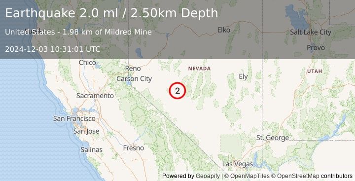 Earthquake NEVADA (2.0 ml) (2024-12-03 10:31:01 UTC)