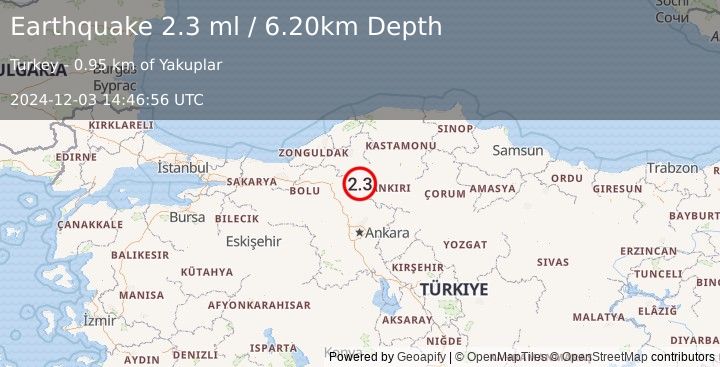 Earthquake CENTRAL TURKEY (2.3 ml) (2024-12-03 14:46:56 UTC)