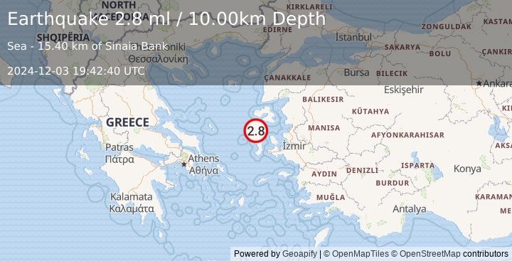 Earthquake AEGEAN SEA (2.8 ml) (2024-12-03 19:42:40 UTC)