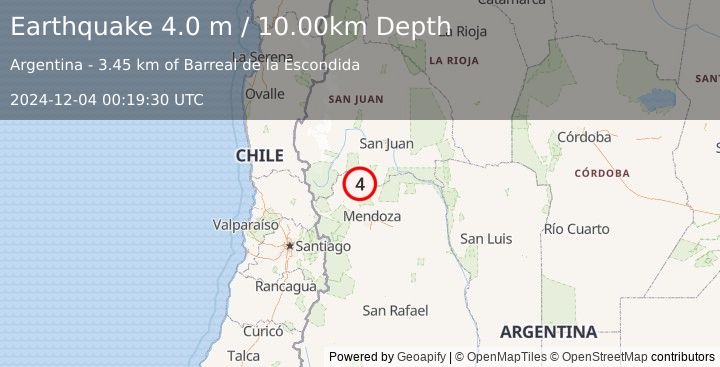 Earthquake MENDOZA, ARGENTINA (4.0 m) (2024-12-04 00:19:30 UTC)