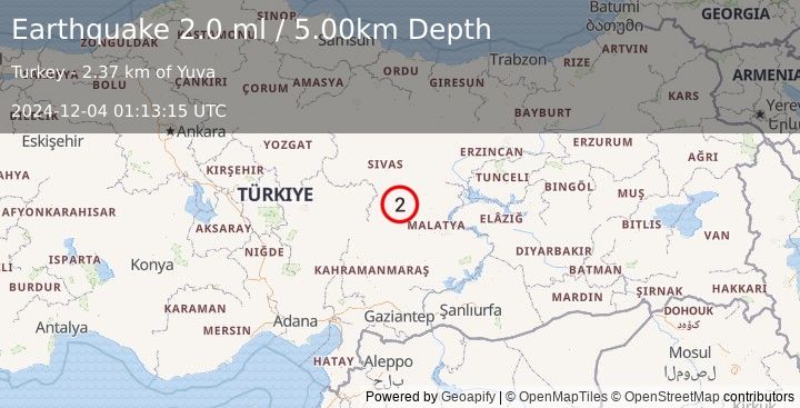 Earthquake CENTRAL TURKEY (2.0 ml) (2024-12-04 01:13:15 UTC)