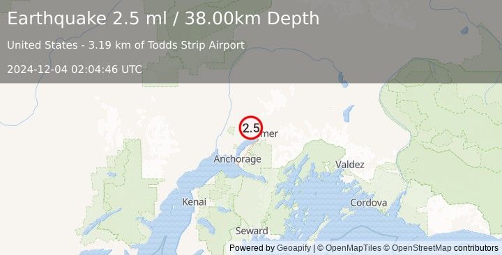 Earthquake SOUTHERN ALASKA (2.5 ml) (2024-12-04 02:04:46 UTC)