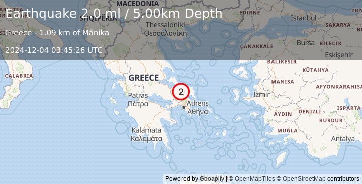 Earthquake GREECE (2.0 ml) (2024-12-04 03:45:26 UTC)