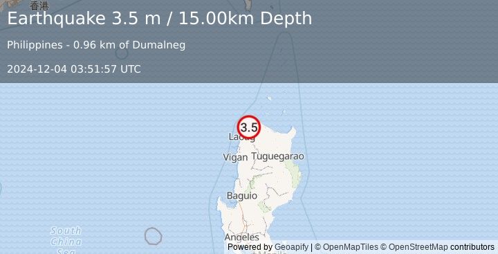 Earthquake LUZON, PHILIPPINES (3.5 m) (2024-12-04 03:51:57 UTC)