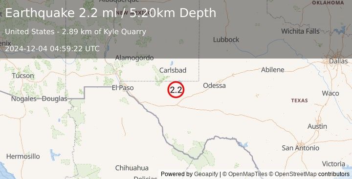 Earthquake WESTERN TEXAS (2.2 ml) (2024-12-04 04:59:22 UTC)