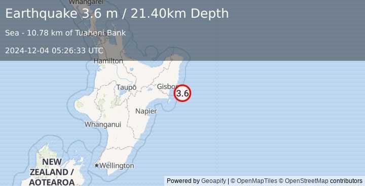 Earthquake OFF E. COAST OF N. ISLAND, N.Z. (3.6 m) (2024-12-04 05:26:33 UTC)