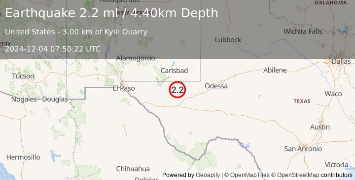 Earthquake WESTERN TEXAS (2.1 ml) (2024-12-04 07:50:21 UTC)