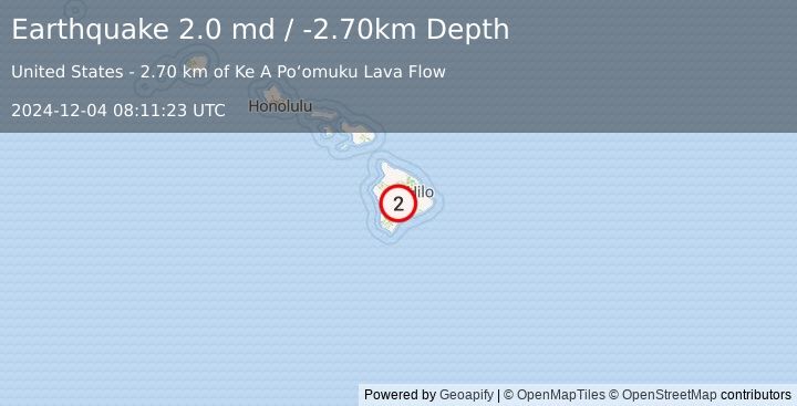 Earthquake ISLAND OF HAWAII, HAWAII (2.0 md) (2024-12-04 08:11:23 UTC)