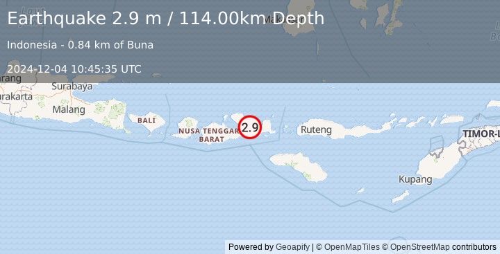 Earthquake SUMBAWA REGION, INDONESIA (2.9 m) (2024-12-04 10:45:35 UTC)