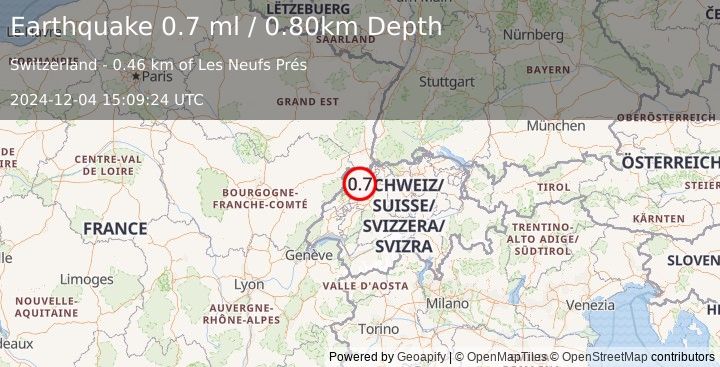 Earthquake SWITZERLAND (0.7 ml) (2024-12-04 15:09:24 UTC)