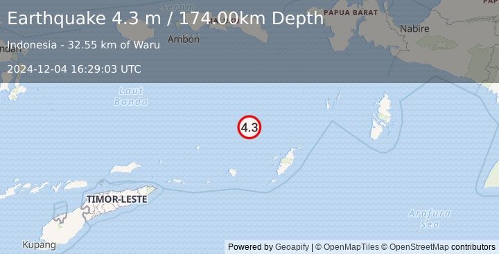 Earthquake BANDA SEA (4.3 m) (2024-12-04 16:29:03 UTC)