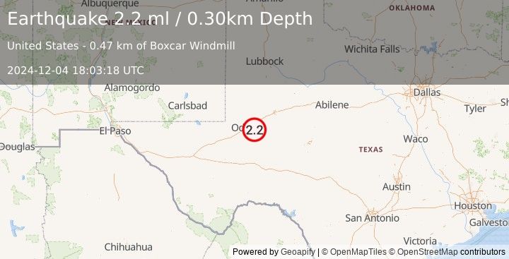 Earthquake WESTERN TEXAS (2.2 ml) (2024-12-04 18:03:18 UTC)