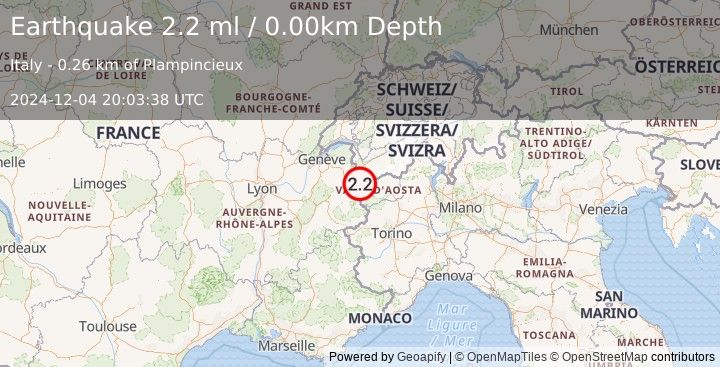 Earthquake FRANCE (2.2 ml) (2024-12-04 20:03:38 UTC)