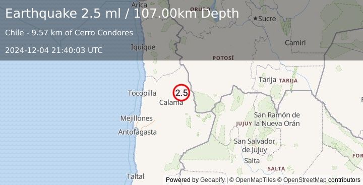 Earthquake ANTOFAGASTA, CHILE (2.5 ml) (2024-12-04 21:40:03 UTC)