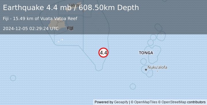 Earthquake FIJI REGION (4.4 mb) (2024-12-05 02:29:24 UTC)