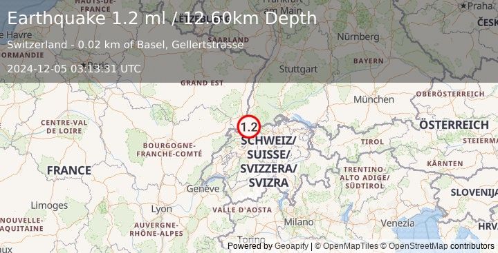 Earthquake SWITZERLAND (1.2 ml) (2024-12-05 03:13:31 UTC)