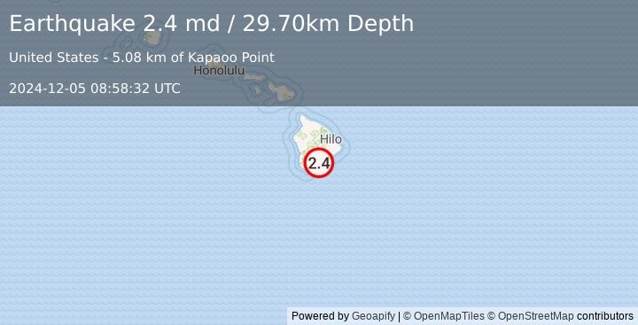 Earthquake ISLAND OF HAWAII, HAWAII (2.4 md) (2024-12-05 08:58:32 UTC)