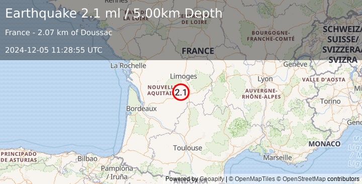 Earthquake FRANCE (2.1 ml) (2024-12-05 11:28:55 UTC)