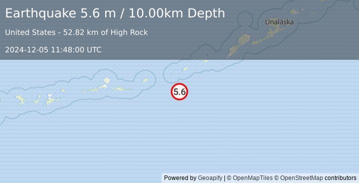 Earthquake FOX ISLANDS, ALEUTIAN ISLANDS (5.5 mw) (2024-12-05 11:48:03 UTC)