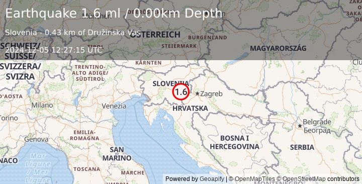 Earthquake SLOVENIA (1.6 ml) (2024-12-05 12:27:15 UTC)