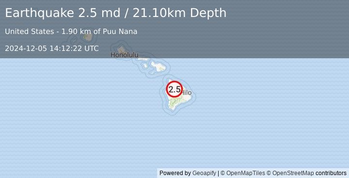 Earthquake ISLAND OF HAWAII, HAWAII (2.5 md) (2024-12-05 14:12:22 UTC)