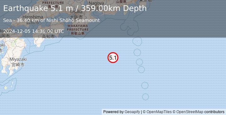 Earthquake IZU ISLANDS, JAPAN REGION (4.8 mb) (2024-12-05 14:36:00 UTC)