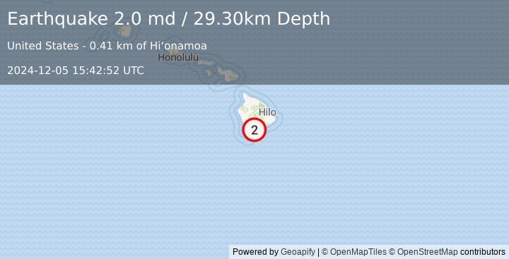 Earthquake ISLAND OF HAWAII, HAWAII (2.0 md) (2024-12-05 15:42:52 UTC)