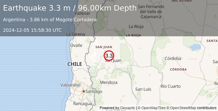 Earthquake SAN JUAN, ARGENTINA (3.3 m) (2024-12-05 15:58:30 UTC)