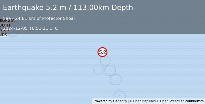 Earthquake SOUTH SANDWICH ISLANDS REGION (5.1 mb) (2024-12-05 16:51:31 UTC)