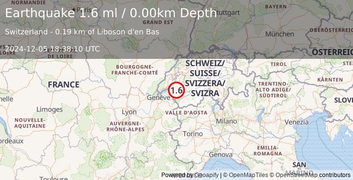 Earthquake SWITZERLAND (1.6 ml) (2024-12-05 18:38:10 UTC)