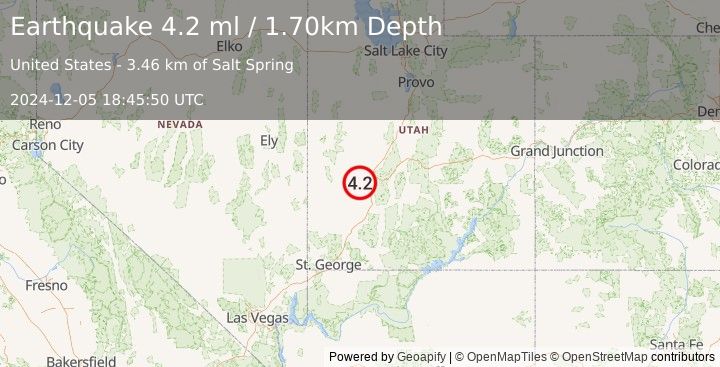 Earthquake UTAH (4.2 ml) (2024-12-05 18:45:50 UTC)