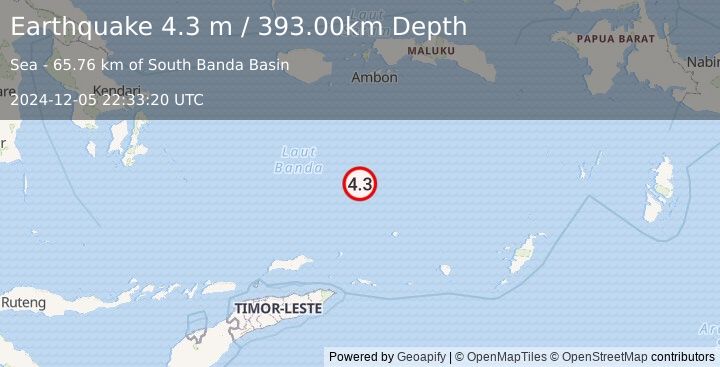 Earthquake BANDA SEA (4.3 m) (2024-12-05 22:33:20 UTC)