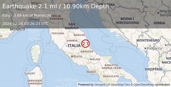 Earthquake CENTRAL ITALY (2.1 ml) (2024-12-06 03:26:23 UTC)