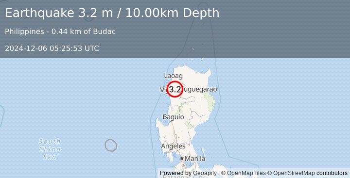 Earthquake LUZON, PHILIPPINES (3.2 m) (2024-12-06 05:25:53 UTC)