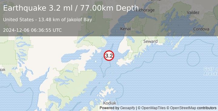 Earthquake SOUTHERN ALASKA (3.2 ml) (2024-12-06 06:36:55 UTC)