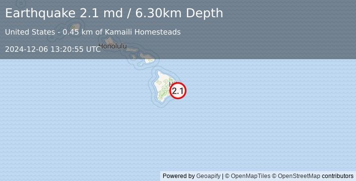 Earthquake HAWAII REGION, HAWAII (2.1 md) (2024-12-06 13:20:55 UTC)