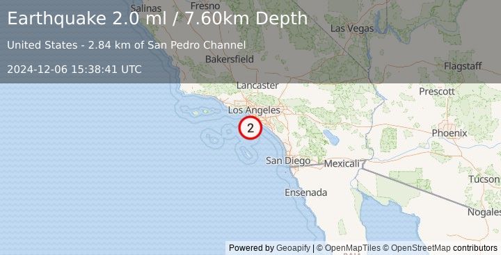 Earthquake SAN PEDRO CHANNEL, CALIFORNIA (2.0 ml) (2024-12-06 15:38:41 UTC)