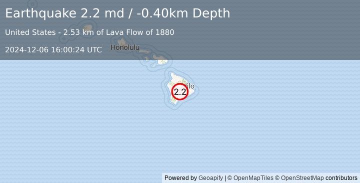 Earthquake ISLAND OF HAWAII, HAWAII (2.2 md) (2024-12-06 16:00:24 UTC)